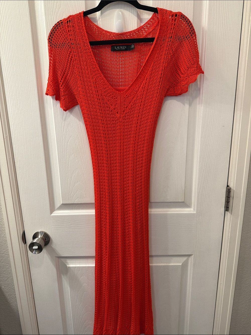 Lauren Ralph Lauren Orange Crochet Midi Dress
